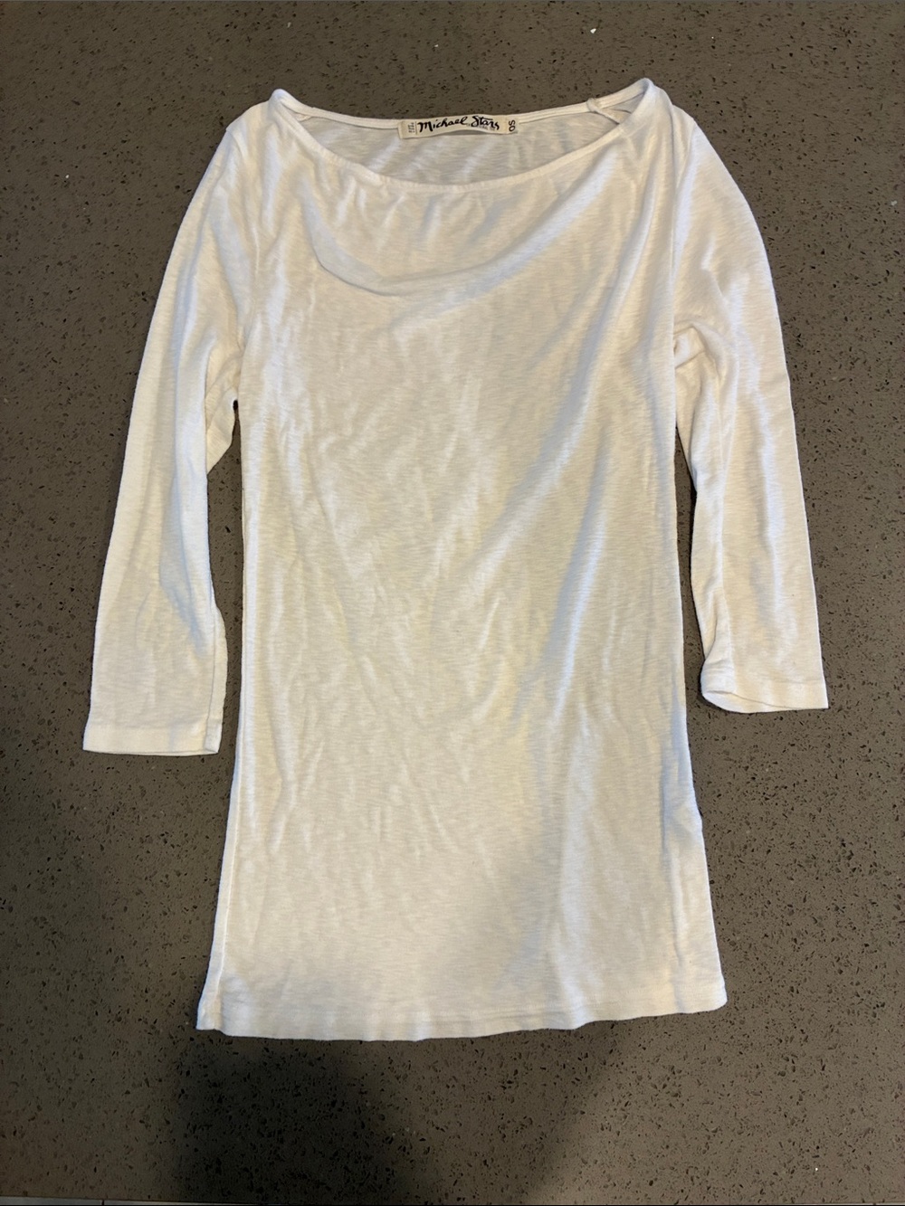 Michael Stars White Scoop Neck Three-Quarter Sleeve Tee